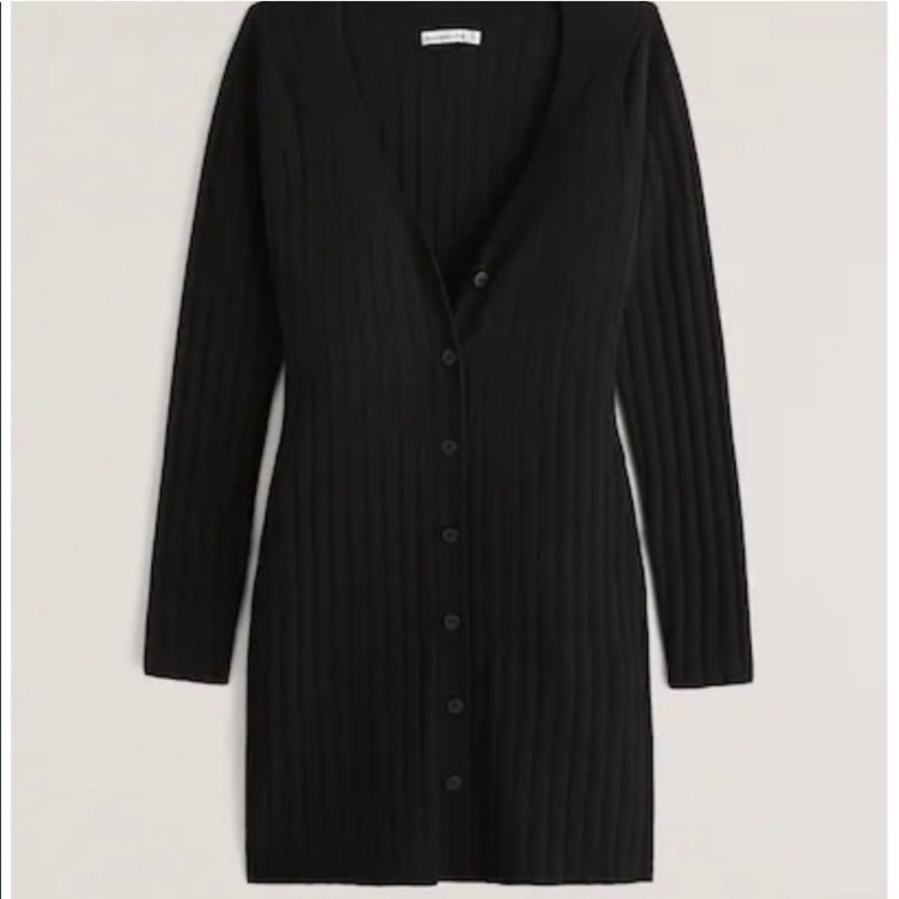 Abercrombie Button-Through Deep-V Mini Sweater Dress